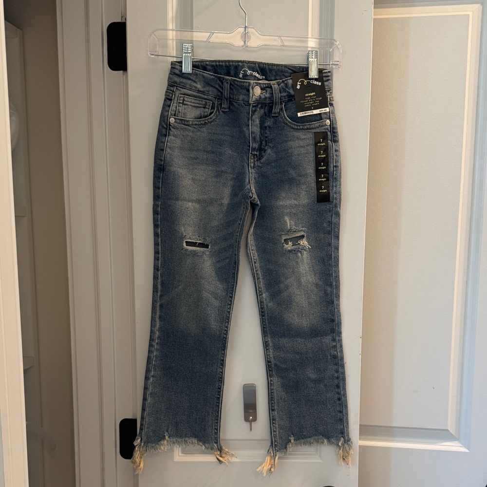 Art Class Frayed Hem Blue Jeans